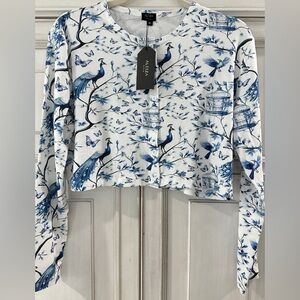 ALEEZA PARIS Blue and White Printed Blouse